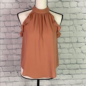 E & M Pink Ruffle Top Size Small